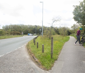 To avoid the road over the A38, the pavement has been widened