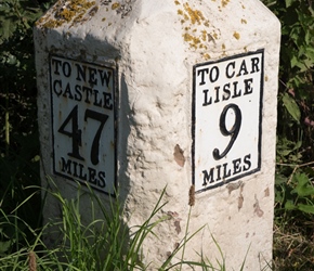Milestone on the left on the final road into Brampton