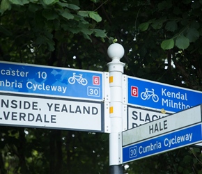 Cumbria Cycleway signs in Lancashire