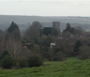 Donhead St Mary appears to the left with a good view across Wiltshire