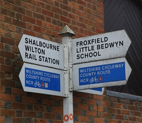 Wiltshire Cyclepath sign points the way in Great Bedwyn