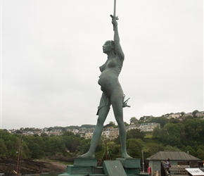 Verity, designed by Damian Hurst, sited at Ilracombe Harbour, the start of the trail