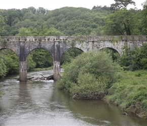 The Beam aqueduct. You can see this from the trail to the right. It carried the canal over the River Torridge and is now an elegant driveway to a local house