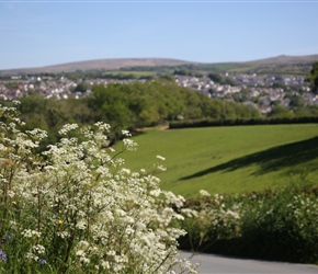 Cow Parsley lights up the view to Okehampton and the Moor beyond